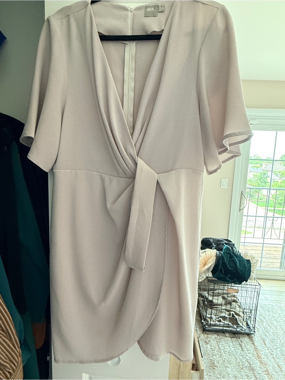 ASOS Light Pink Wrap Tie Mini Dress